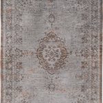 Louis De Poortere tapis, Fading World Grey Ebony 8257, Medallion design