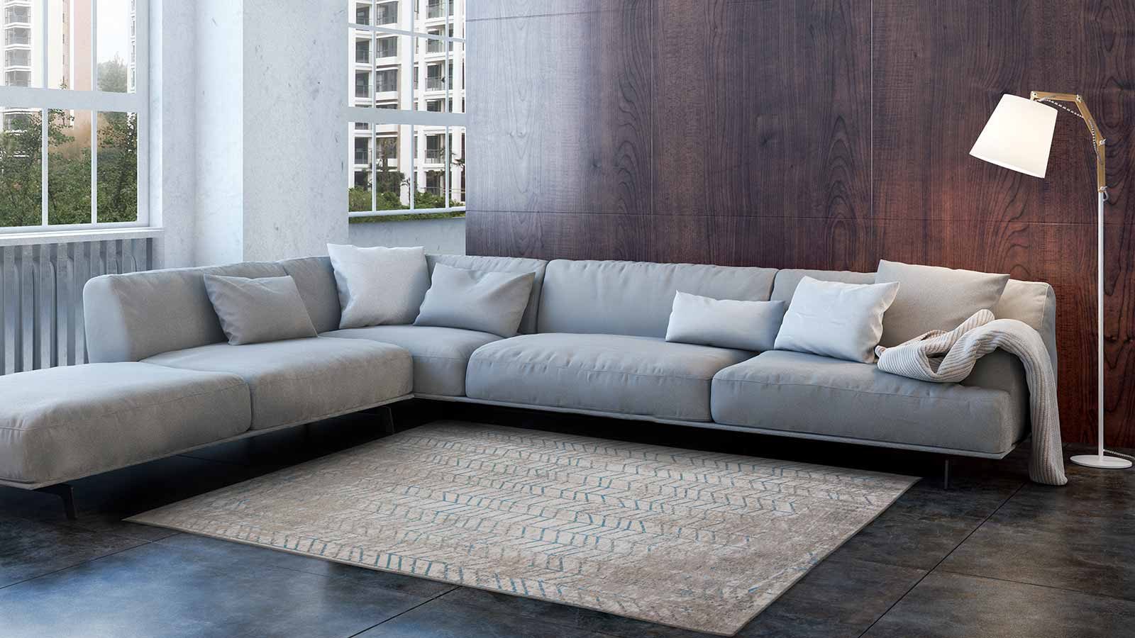 tapis Louis De Poortere LX8927 Mad Men Jacobs Ladder Tribeca Blue interior