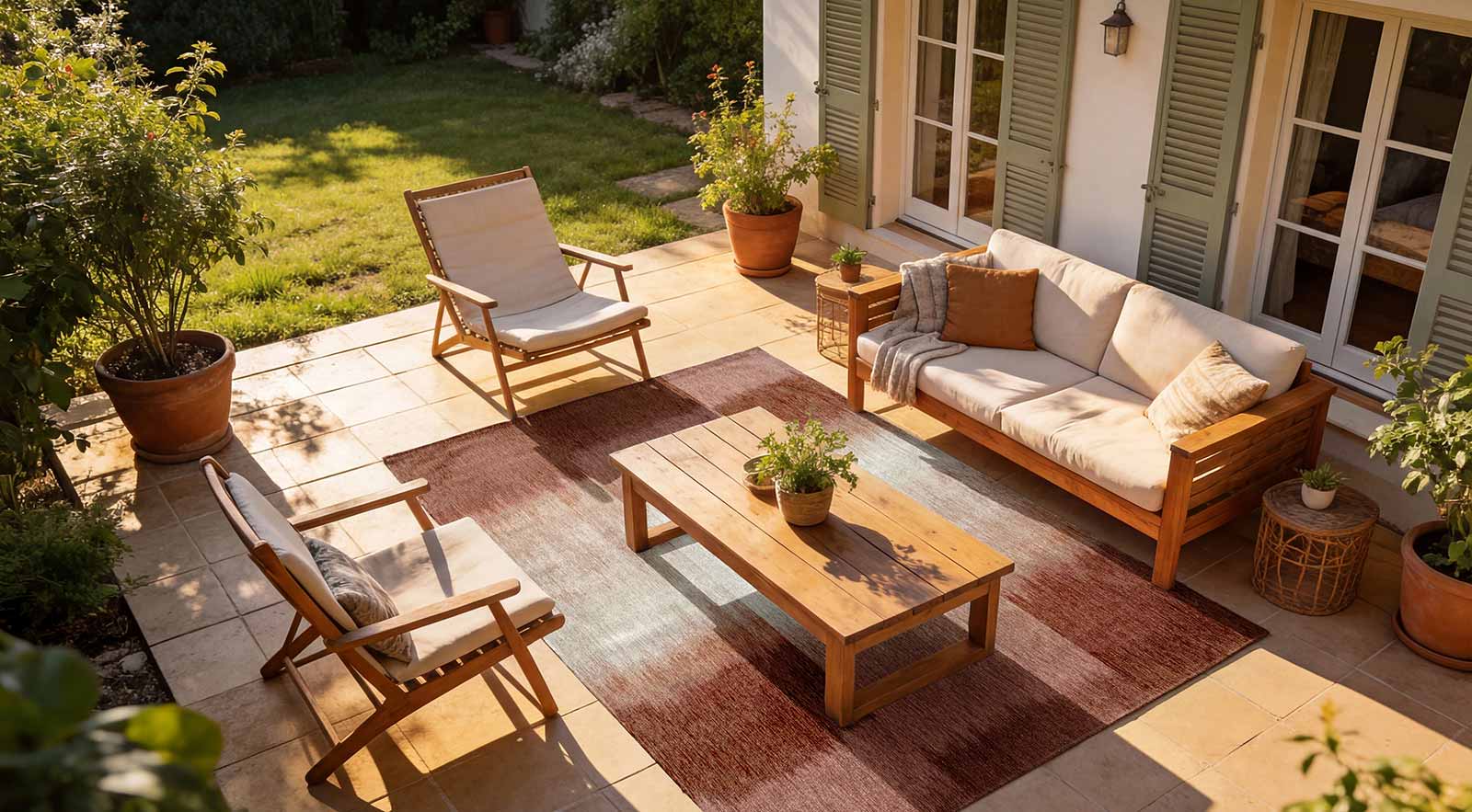 Louis De Poortere tapis Meditation 2072 Sendai Rosebud outdoor